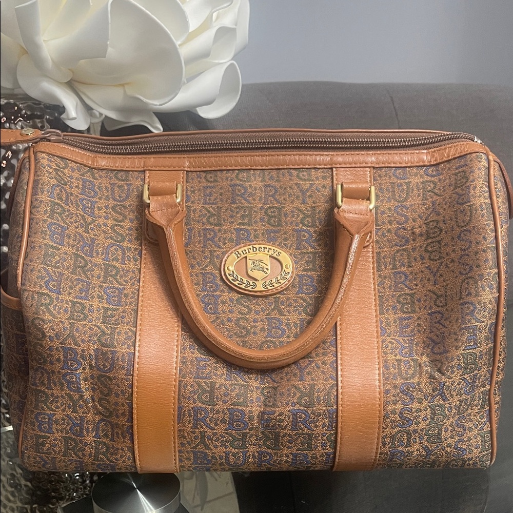 Burberry Brown and Tan Monogram Tote